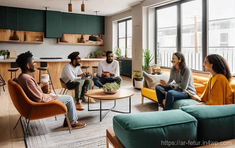 공유 주거 모델의 시장 규모와 전망 - **A vibrant and diverse group of young adults from different cultural backgrounds are gathered in a ...