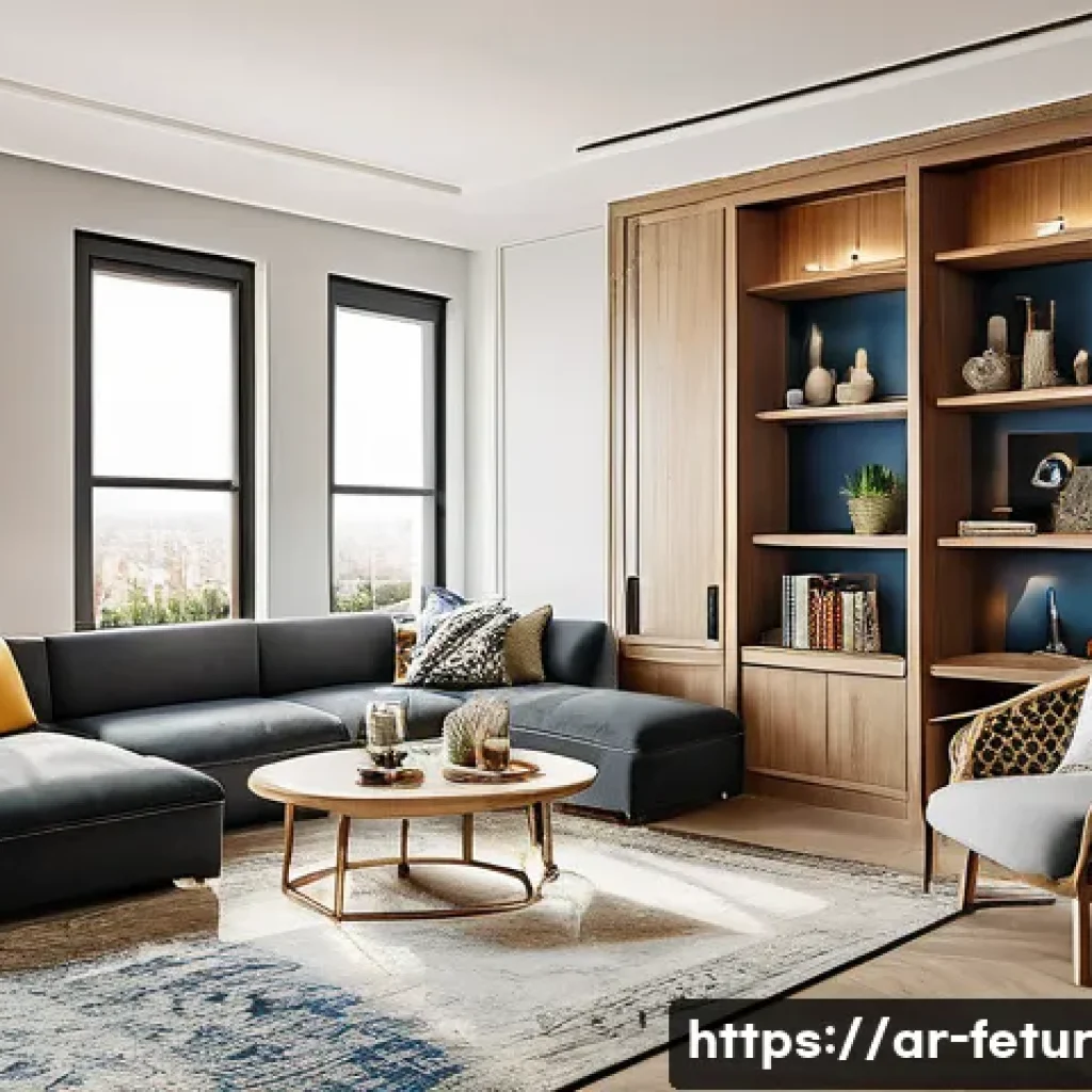 공유 주거 모델의 글로벌 사례 연구 - A modern shared apartment interior designed for Arabic-speaking young professionals, featuring separ...