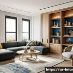 공유 주거 모델의 글로벌 사례 연구 - A modern shared apartment interior designed for Arabic-speaking young professionals, featuring separ...