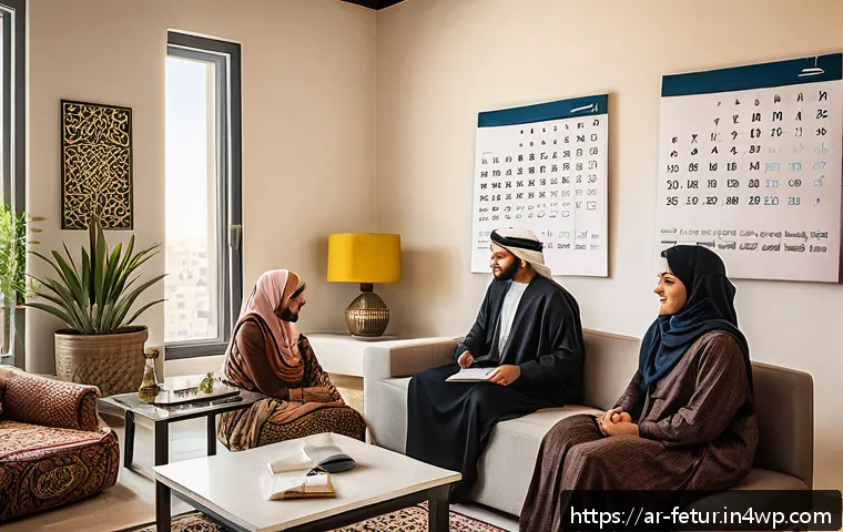 공유 주거의 법적 규제 변화 - A modern shared apartment interior in a Middle Eastern urban setting, showing diverse young Arabic t...