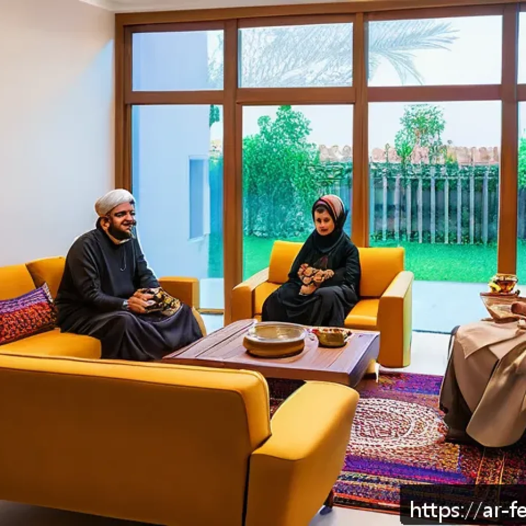 신규 공유 주거 프로젝트 분석 - A warm, inviting shared living space in a modern Arabic co-housing community, showing diverse reside...