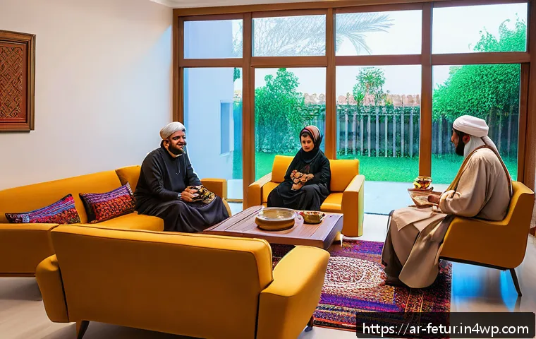 신규 공유 주거 프로젝트 분석 - A warm, inviting shared living space in a modern Arabic co-housing community, showing diverse reside...