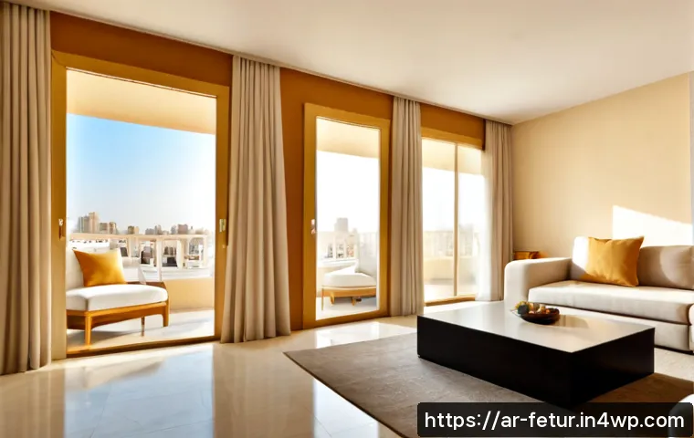Home 17 공유 주거 모델의 디자인 최적화 - Photorealistic wide-angle interior of an optimized shared housing apartment in a modern Arab city, b...